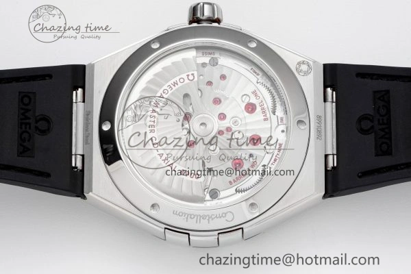 Constellation Black Ceramic SS 8F 1:1 Best Edition White Textured Dial on Black Gummy Strap A Stretchable 7803