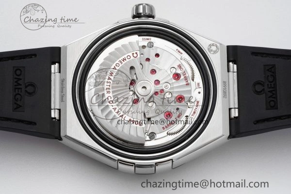 Constellation Black Ceramic SS 8F 1:1 Best Edition White Textured Dial on Black Gummy Strap A Stretchable 7803