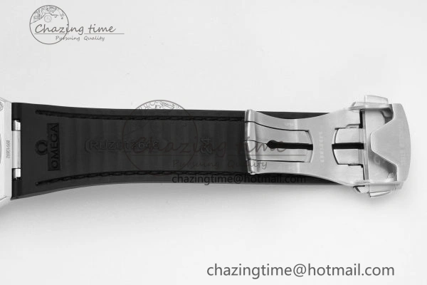 Constellation Black Ceramic SS 8F 1:1 Best Edition White Textured Dial on Black Gummy Strap A Stretchable 7803