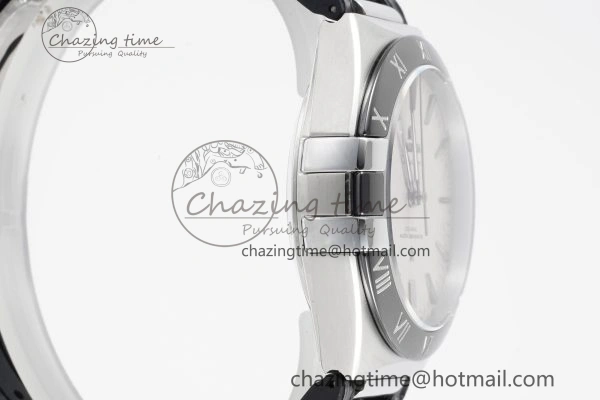 Constellation Black Ceramic SS 8F 1:1 Best Edition White Textured Dial on Black Gummy Strap A Stretchable 7803