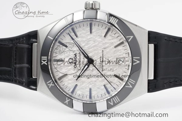 Constellation Black Ceramic SS 8F 1:1 Best Edition White Textured Dial on Black Gummy Strap A Stretchable 7803