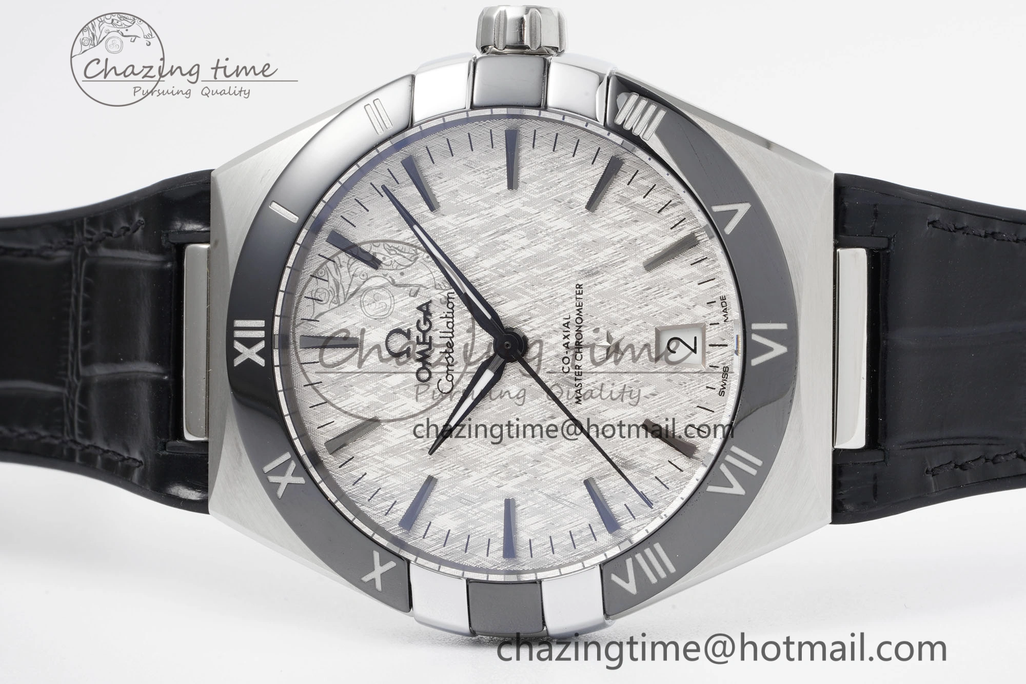 Constellation Black Ceramic SS 8F 1:1 Best Edition White Textured Dial on Black Gummy Strap A Stretchable 7803