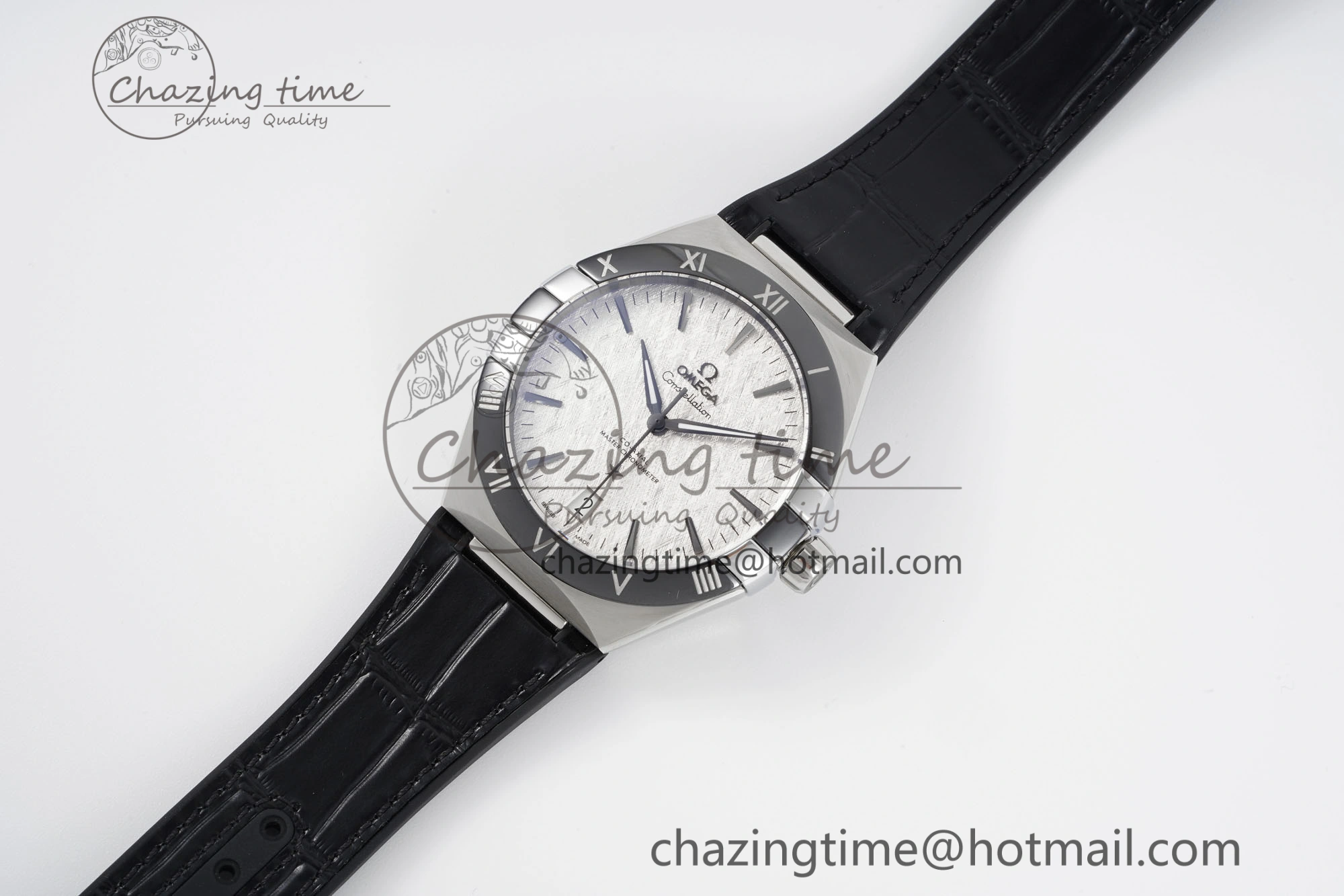 Constellation Black Ceramic SS 8F 1:1 Best Edition White Textured Dial on Black Gummy Strap A Stretchable 7803