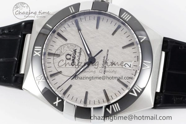 Constellation Black Ceramic SS 8F 1:1 Best Edition White Textured Dial on Black Gummy Strap A Stretchable 7803