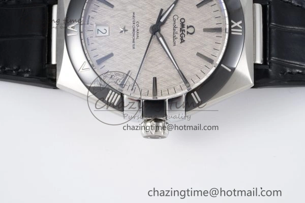 Constellation Black Ceramic SS 8F 1:1 Best Edition White Textured Dial on Black Gummy Strap A Stretchable 7803