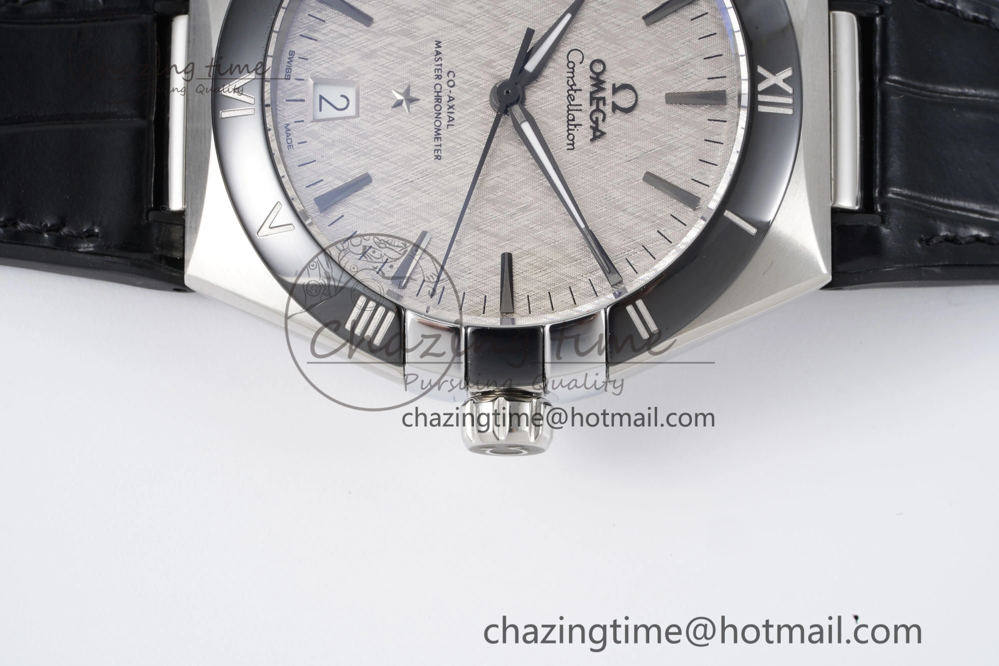 Constellation Black Ceramic SS 8F 1:1 Best Edition White Textured Dial on Black Gummy Strap A Stretchable 7803