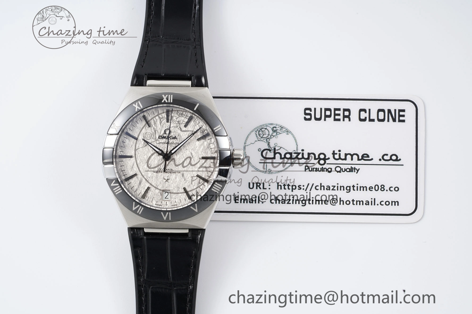 Constellation Black Ceramic SS 8F 1:1 Best Edition White Textured Dial on Black Gummy Strap A Stretchable 7803