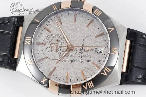 Elegant Constellation Black Ceramic SS RG 8F 1:1 Best Edition White Textured Dial on Black Gummy Strap A 7804
