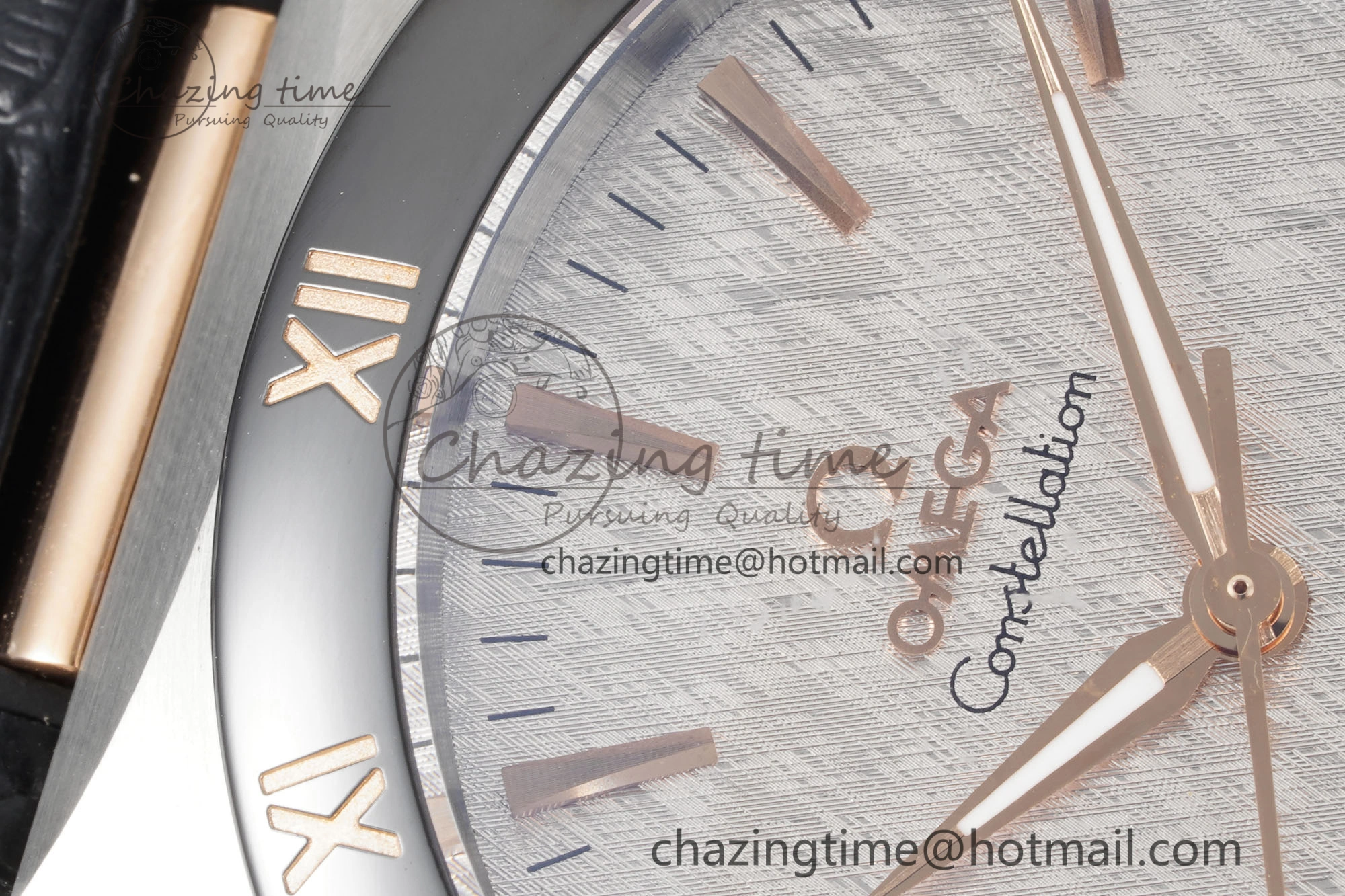 Elegant Constellation Black Ceramic SS RG 8F 1:1 Best Edition White Textured Dial on Black Gummy Strap A 7804