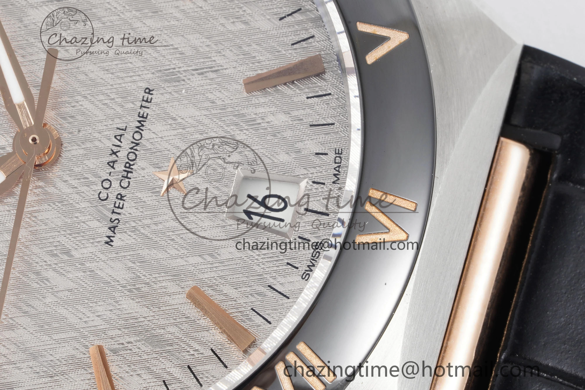 Elegant Constellation Black Ceramic SS RG 8F 1:1 Best Edition White Textured Dial on Black Gummy Strap A 7804