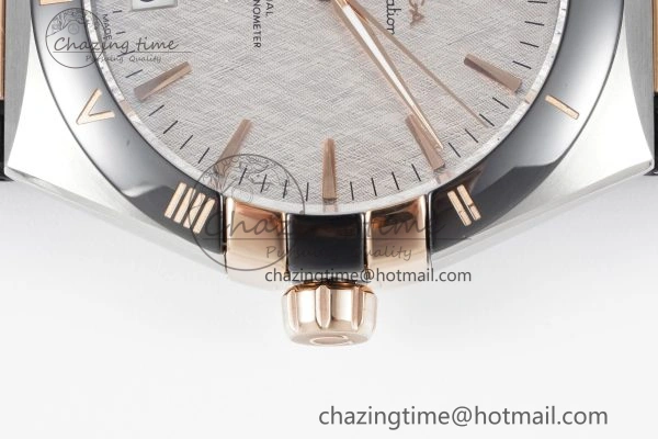 Elegant Constellation Black Ceramic SS RG 8F 1:1 Best Edition White Textured Dial on Black Gummy Strap A 7804
