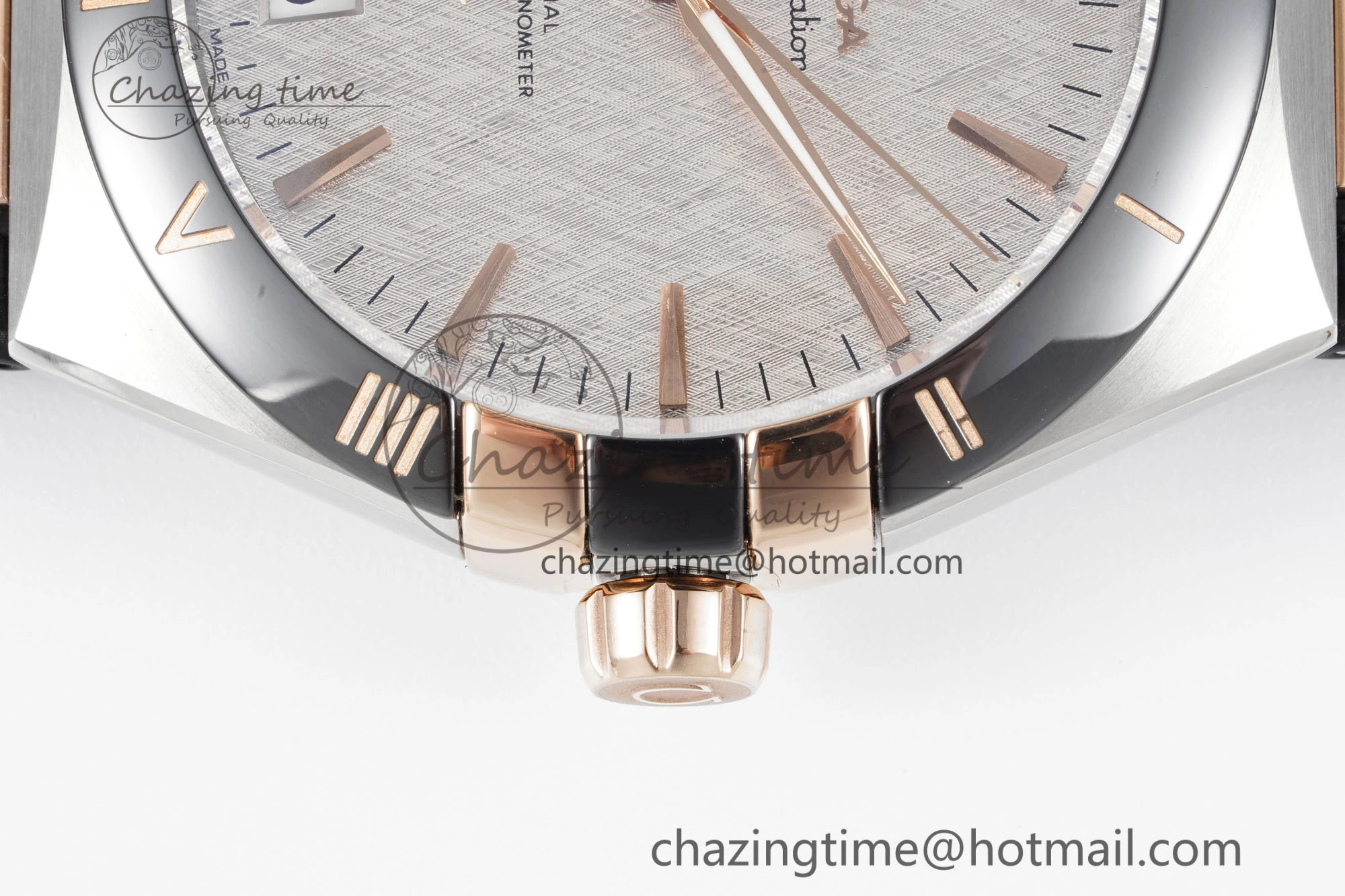 Elegant Constellation Black Ceramic SS RG 8F 1:1 Best Edition White Textured Dial on Black Gummy Strap A 7804