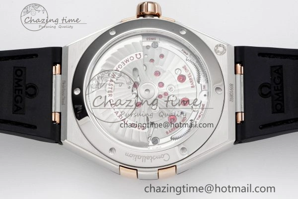 Elegant Constellation Black Ceramic SS RG 8F 1:1 Best Edition White Textured Dial on Black Gummy Strap A 7804