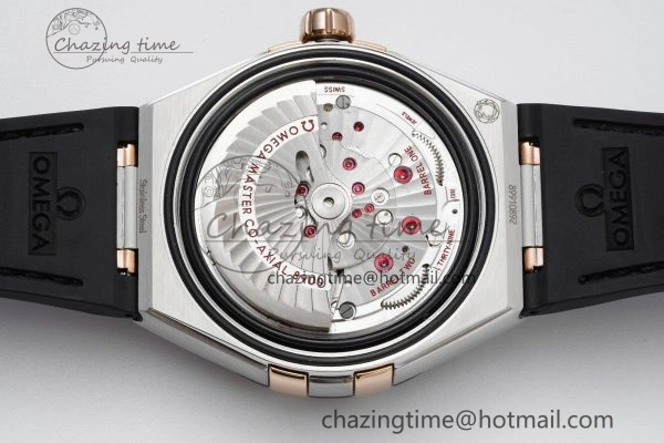 Elegant Constellation Black Ceramic SS RG 8F 1:1 Best Edition White Textured Dial on Black Gummy Strap A 7804