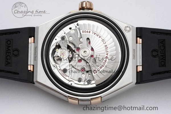 Elegant Constellation Black Ceramic SS RG 8F 1:1 Best Edition White Textured Dial on Black Gummy Strap A 7804