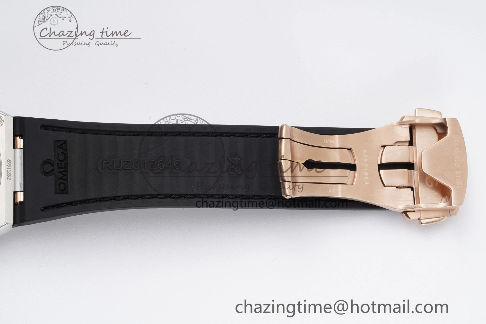 Elegant Constellation Black Ceramic SS RG 8F 1:1 Best Edition White Textured Dial on Black Gummy Strap A 7804