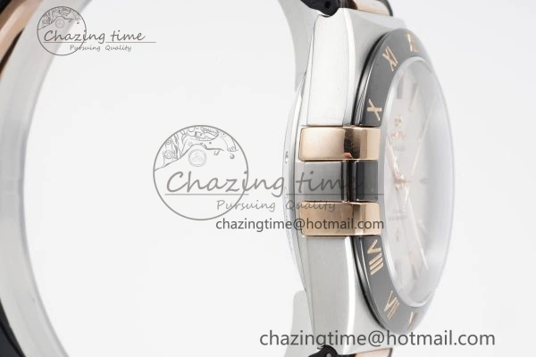 Elegant Constellation Black Ceramic SS RG 8F 1:1 Best Edition White Textured Dial on Black Gummy Strap A 7804
