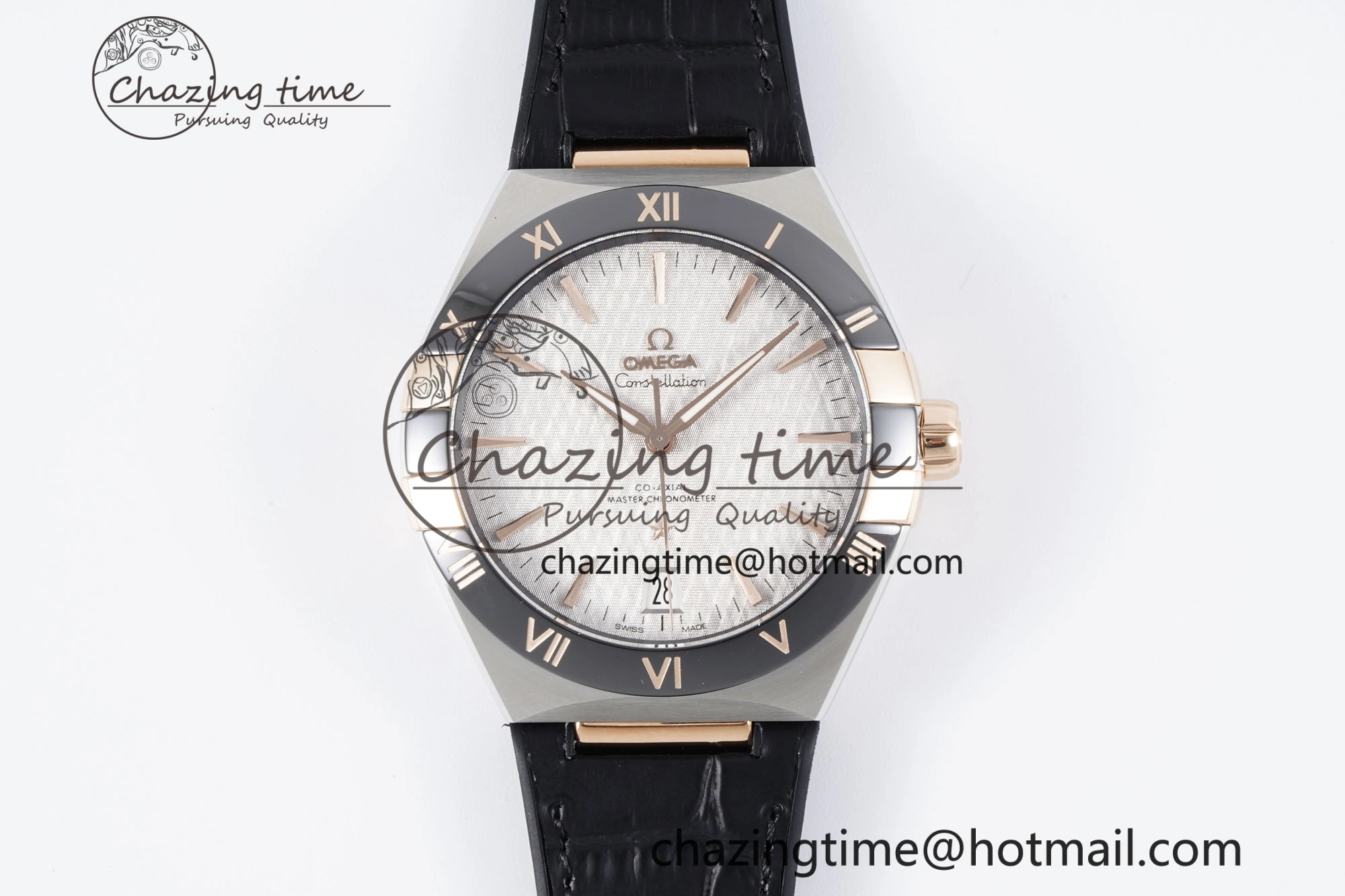 Constellation Black Ceramic SS RG SBF 1:1 Best Edition White Dial on Black Gummy Strap A8900 Super Clone Youthful 7795