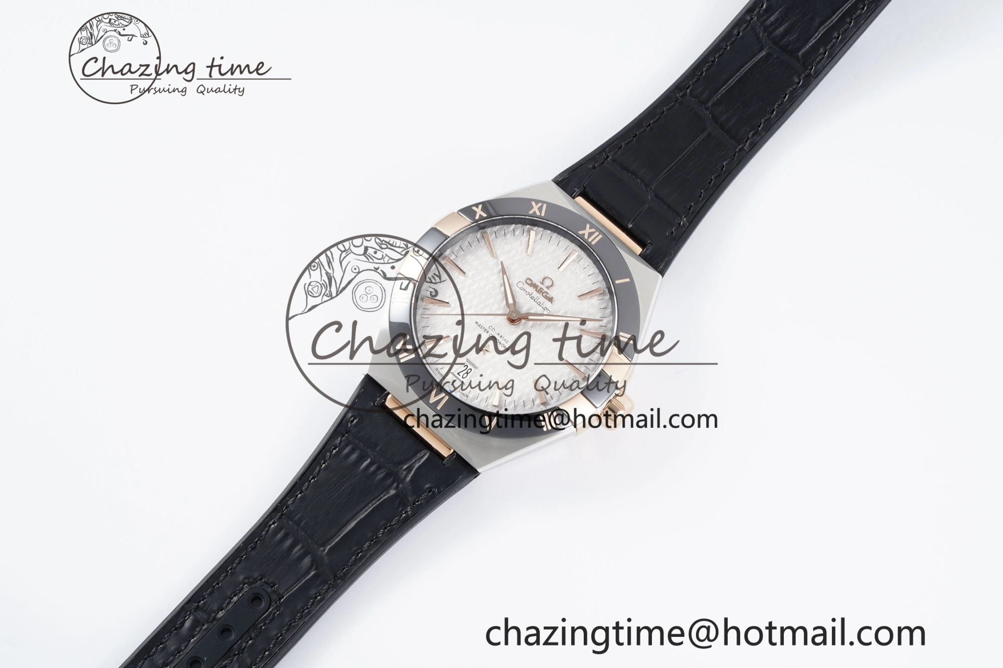 Constellation Black Ceramic SS RG SBF 1:1 Best Edition White Dial on Black Gummy Strap A8900 Super Clone Youthful 7795