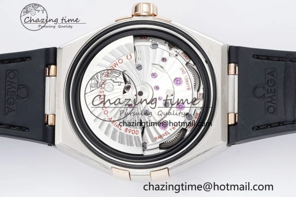 Constellation Black Ceramic SS RG SBF 1:1 Best Edition White Dial on Black Gummy Strap A8900 Super Clone Youthful 7795