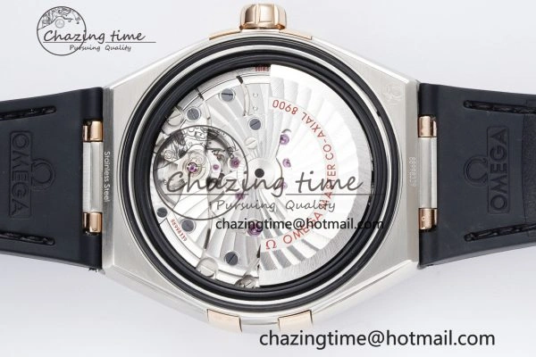 Constellation Black Ceramic SS RG SBF 1:1 Best Edition White Dial on Black Gummy Strap A8900 Super Clone Youthful 7795