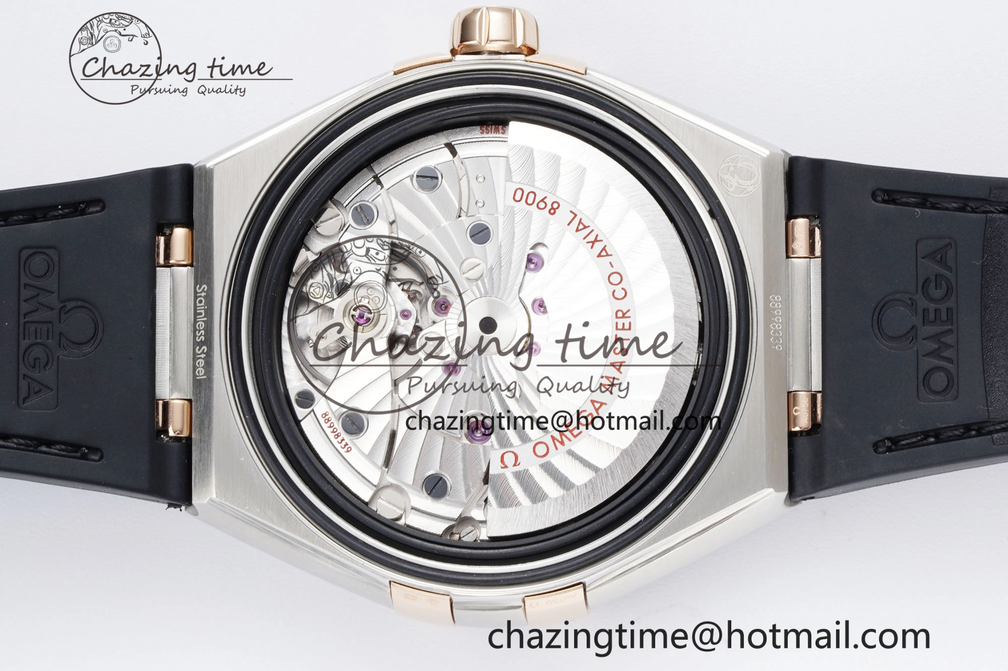 Constellation Black Ceramic SS RG SBF 1:1 Best Edition White Dial on Black Gummy Strap A8900 Super Clone Youthful 7795