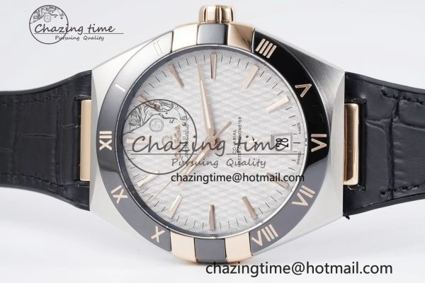 Constellation Black Ceramic SS RG SBF 1:1 Best Edition White Dial on Black Gummy Strap A8900 Super Clone Youthful 7795