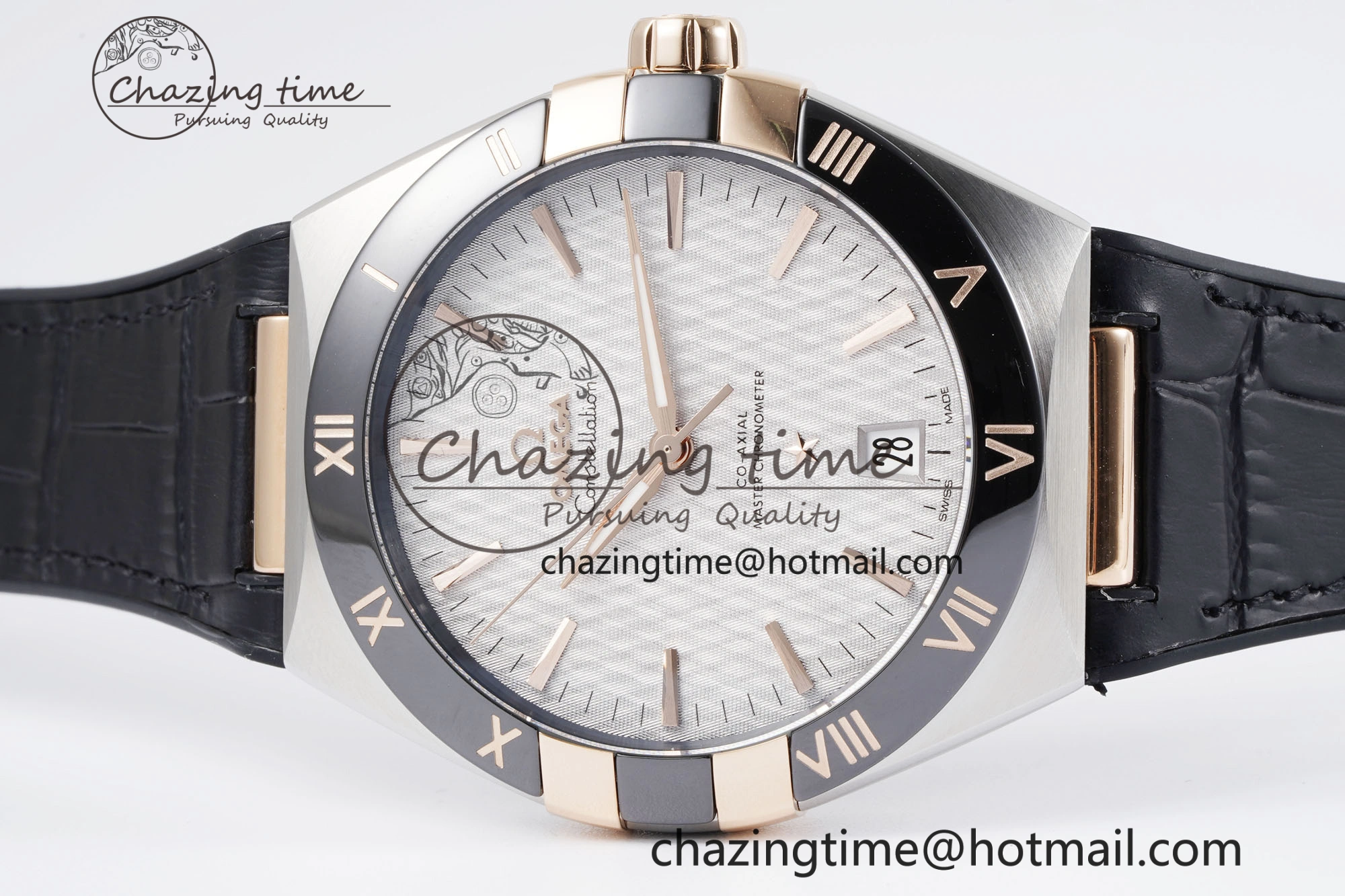 Constellation Black Ceramic SS RG SBF 1:1 Best Edition White Dial on Black Gummy Strap A8900 Super Clone Youthful 7795