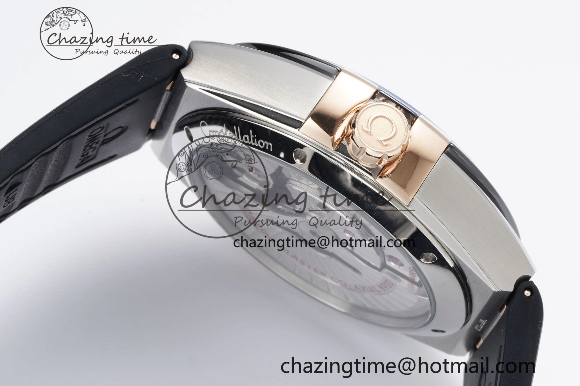 Constellation Black Ceramic SS RG SBF 1:1 Best Edition White Dial on Black Gummy Strap A8900 Super Clone Youthful 7795