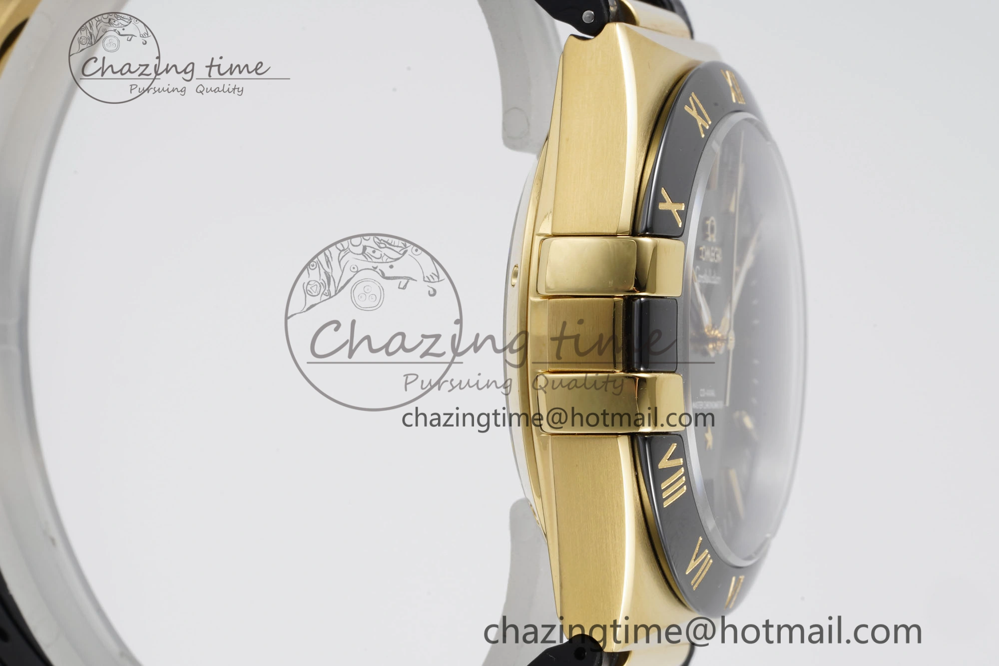 Efficient Constellation Black Ceramic YG 8F 1:1 Best Edition Black Dial on Black Gummy Strap A 7801
