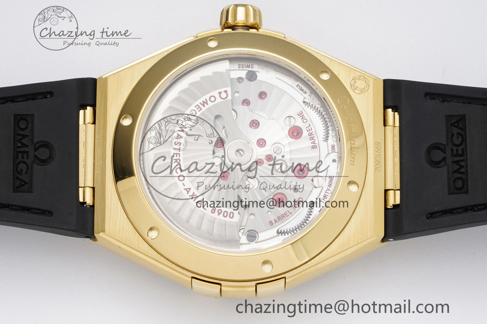 Efficient Constellation Black Ceramic YG 8F 1:1 Best Edition Black Dial on Black Gummy Strap A 7801