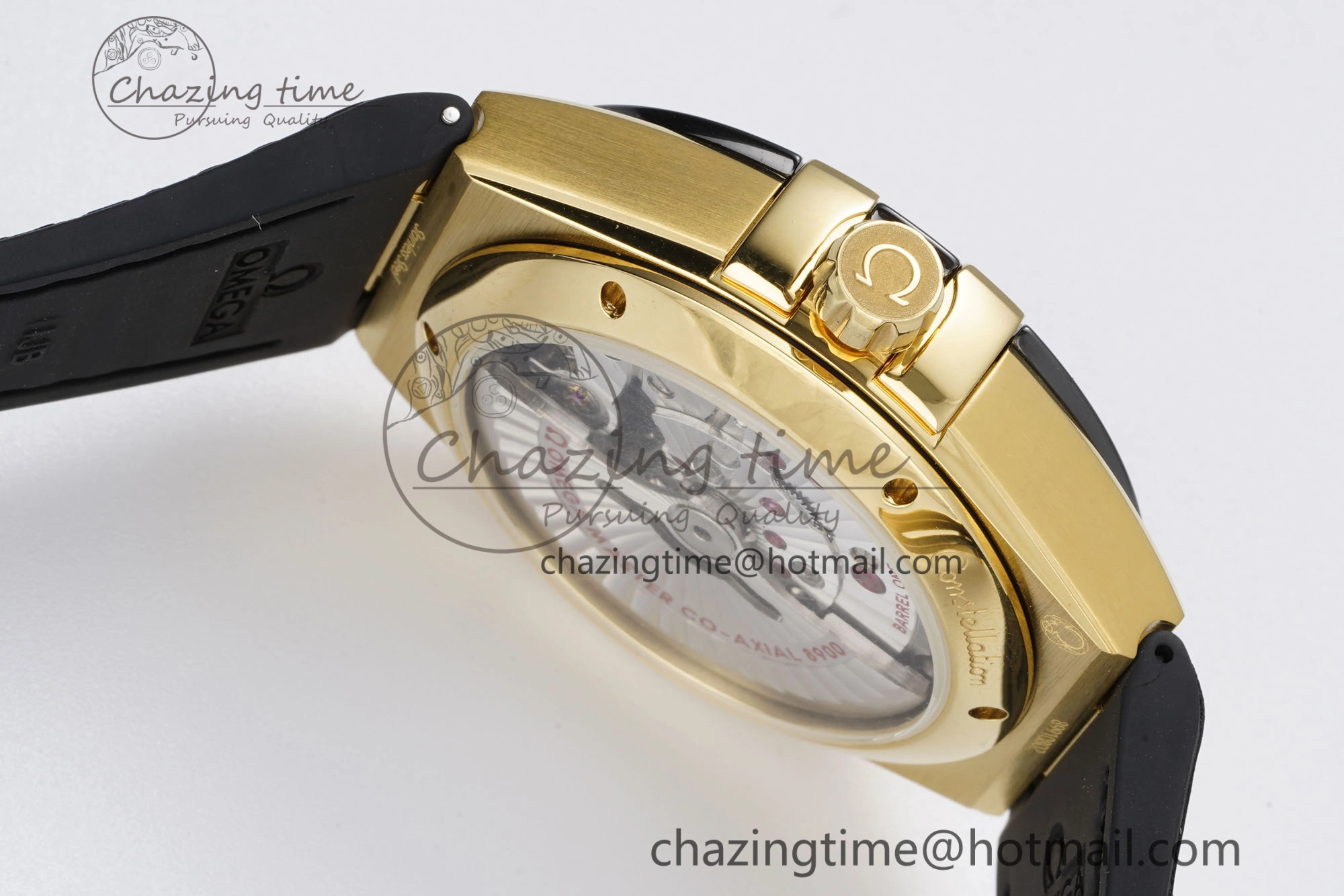Efficient Constellation Black Ceramic YG 8F 1:1 Best Edition Black Dial on Black Gummy Strap A 7801