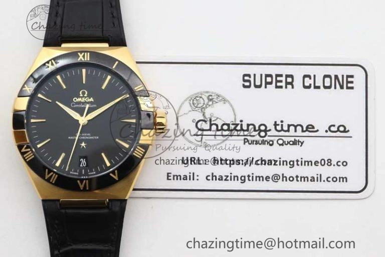 Constellation Black Ceramic YG SBF 1:1 Best Edition Black Dial on Black Gummy Strap A8900 Super Clone Thermal 7796