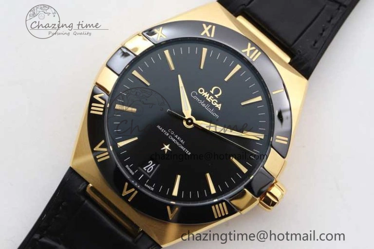 Constellation Black Ceramic YG SBF 1:1 Best Edition Black Dial on Black Gummy Strap A8900 Super Clone Thermal 7796