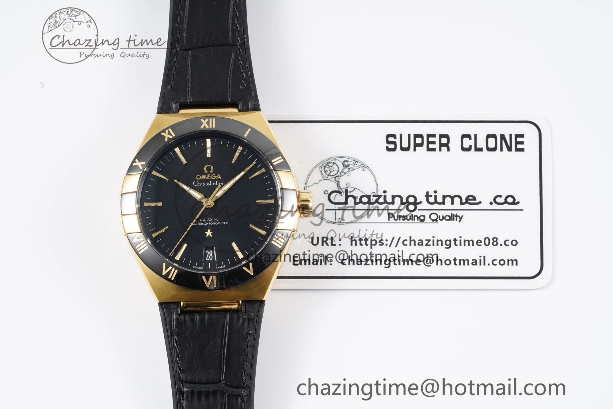 ZipUp Constellation Black Ceramic YG VSF 1:1 Best Edition Black Dial on Black Gummy Strap A8900 Super Clone 7764