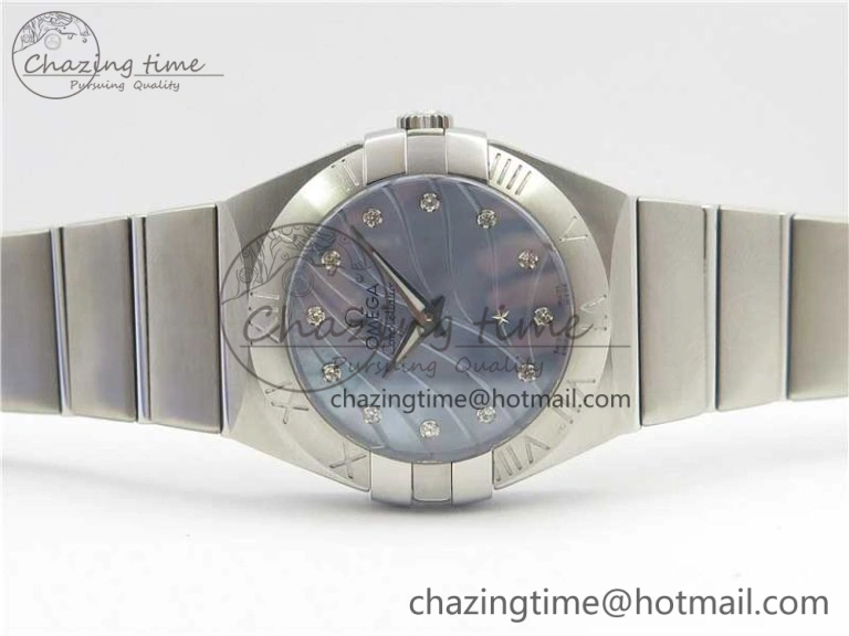 Constellation Ladies 27mm ZF 1:1 Best Edition SS Blue MOP Dial on SS Bracelet ETA Quartz EyeCatching 7942