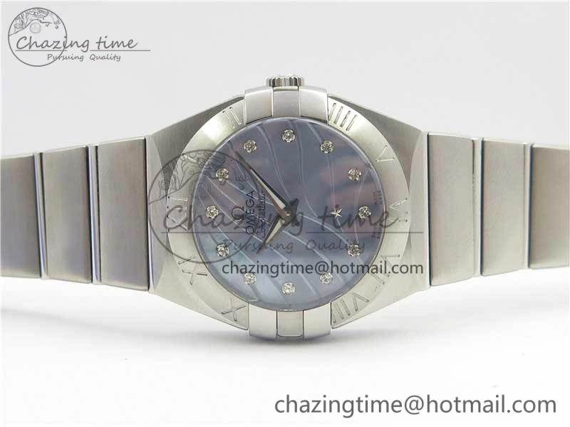 Constellation Ladies 27mm ZF 1:1 Best Edition SS Blue MOP Dial on SS Bracelet ETA Quartz EyeCatching 7942