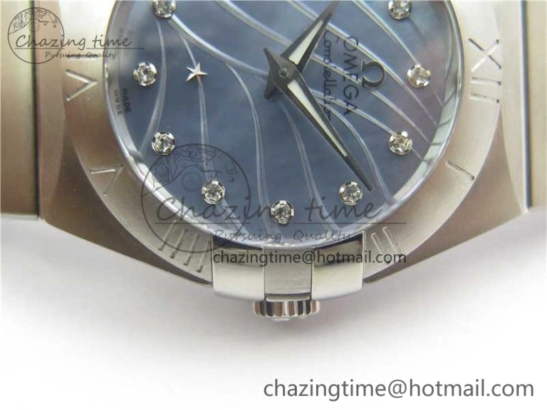 Constellation Ladies 27mm ZF 1:1 Best Edition SS Blue MOP Dial on SS Bracelet ETA Quartz EyeCatching 7942
