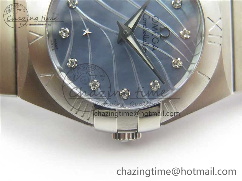 Constellation Ladies 27mm ZF 1:1 Best Edition SS Blue MOP Dial on SS Bracelet ETA Quartz EyeCatching 7942