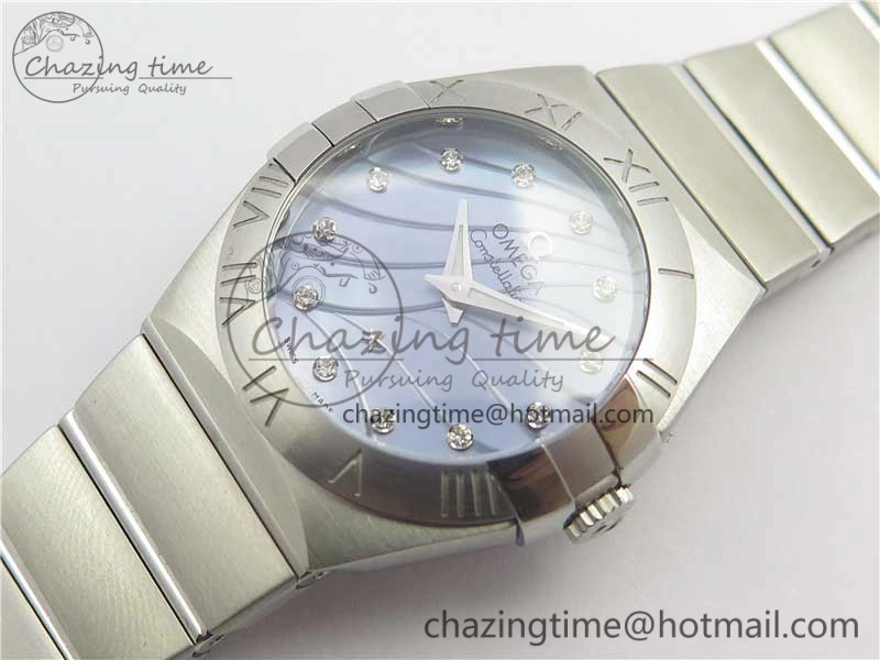 Constellation Ladies 27mm ZF 1:1 Best Edition SS Blue MOP Dial on SS Bracelet ETA Quartz EyeCatching 7942