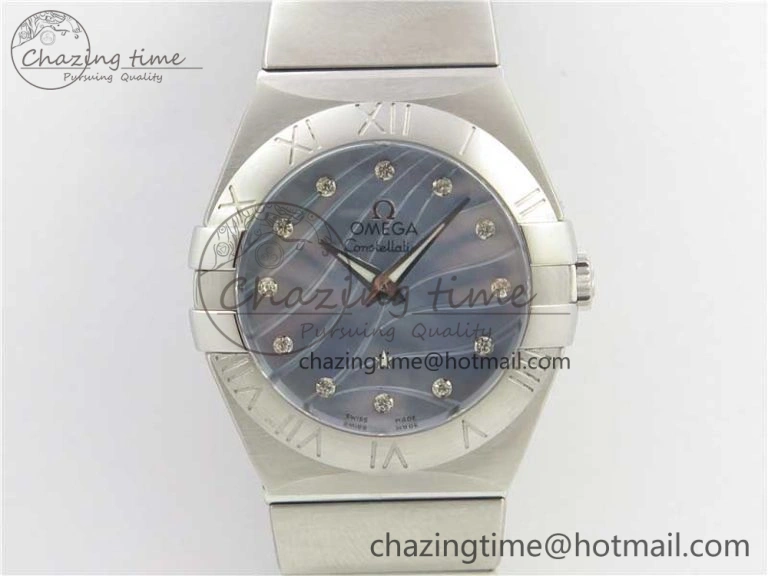 Constellation Ladies 27mm ZF 1:1 Best Edition SS Blue MOP Dial on SS Bracelet ETA Quartz EyeCatching 7942