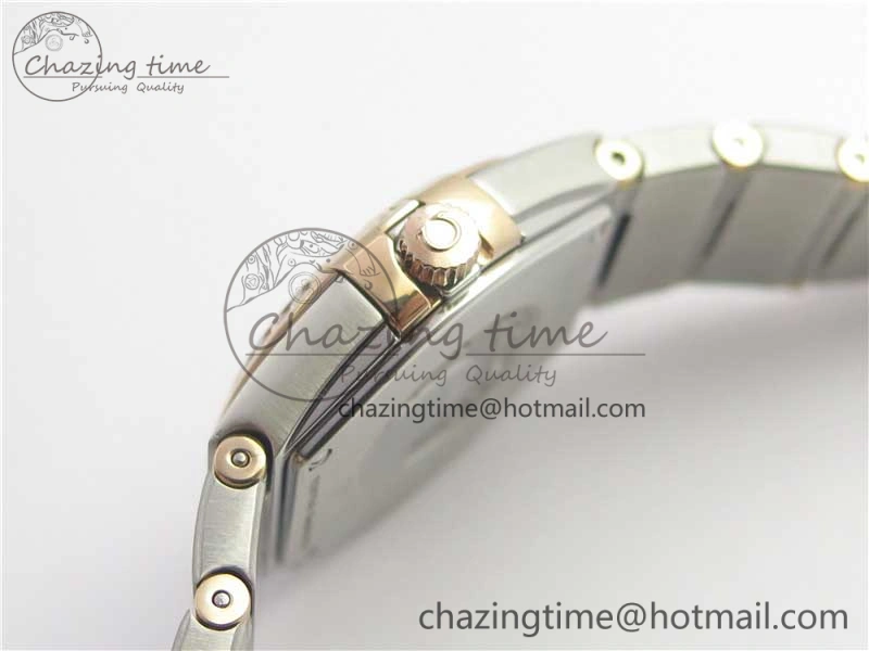 Constellation Ladies 27mm ZF 1:1 Best Edition SS RG White MOP Dial Diamonds Bezel & Markers on SS RG Bracelet ETA Quartz GoAnywhere 10576