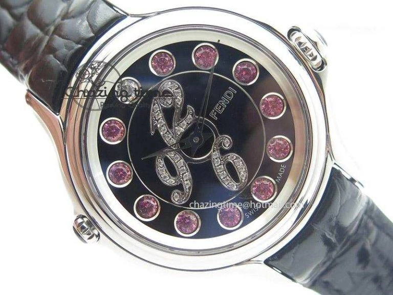 Unisex Crazy Carats V6F 1:1 Best Edition Diamonds Bezel Black Dial On Black Leather Strap Swiss Quartz 6603