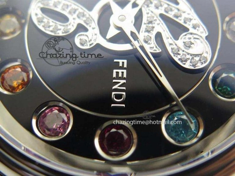 Unisex Crazy Carats V6F 1:1 Best Edition Diamonds Bezel Black Dial On Black Leather Strap Swiss Quartz 6603