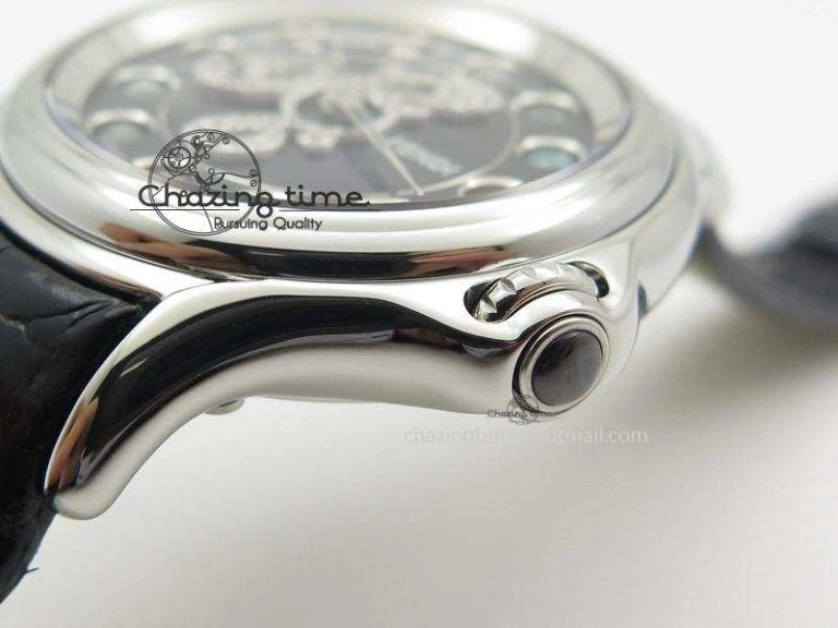Unisex Crazy Carats V6F 1:1 Best Edition Diamonds Bezel Black Dial On Black Leather Strap Swiss Quartz 6603