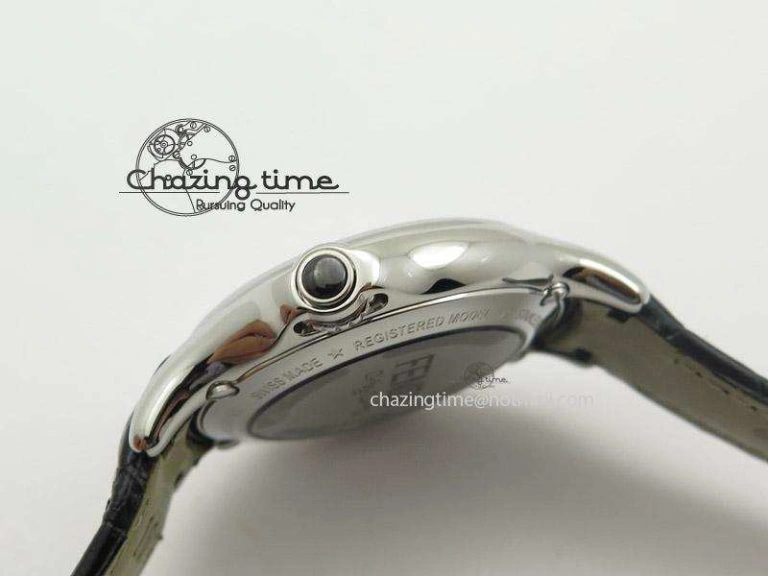 Unisex Crazy Carats V6F 1:1 Best Edition Diamonds Bezel Black Dial On Black Leather Strap Swiss Quartz 6603