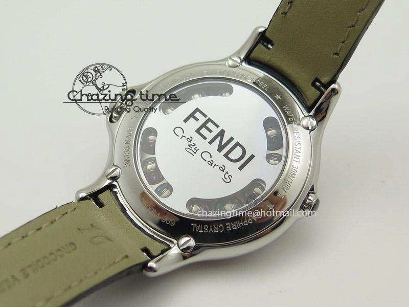 Unisex Crazy Carats V6F 1:1 Best Edition Diamonds Bezel Black Dial On Black Leather Strap Swiss Quartz 6603