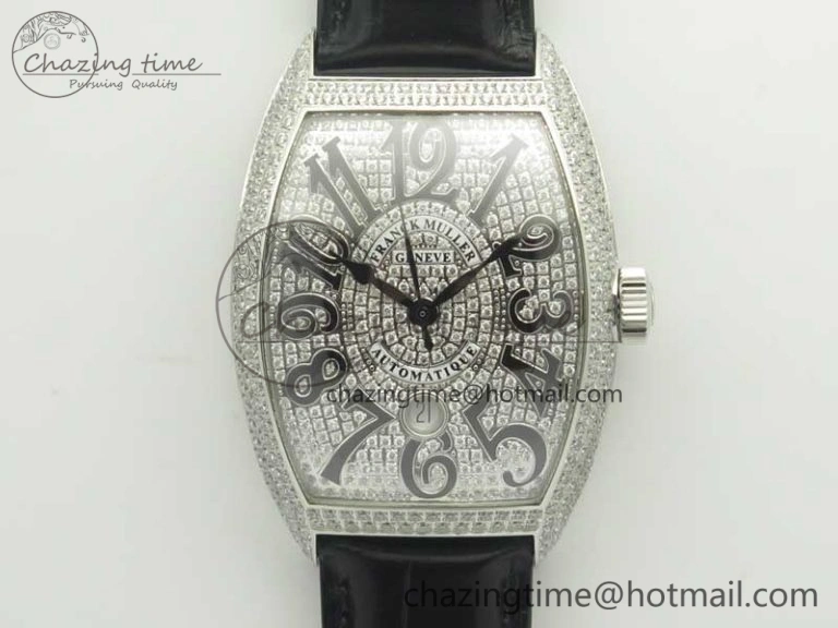 Thermal Crazy Carats V6F 1:1 Best Edition Diamonds Bezel White Dial On White Leather Strap Swiss Quartz 6602