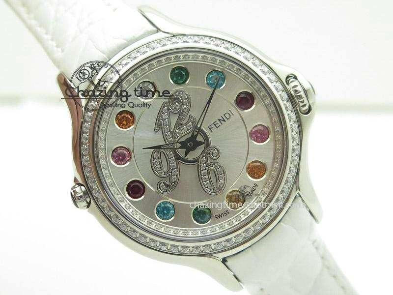Thermal Crazy Carats V6F 1:1 Best Edition Diamonds Bezel White Dial On White Leather Strap Swiss Quartz 6602