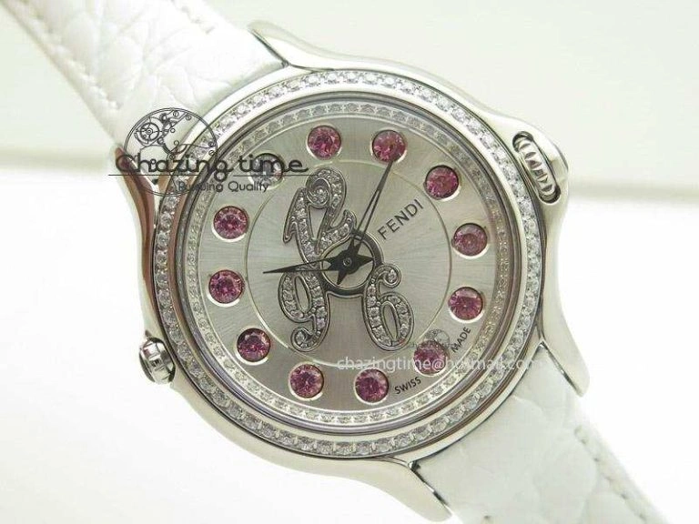 Thermal Crazy Carats V6F 1:1 Best Edition Diamonds Bezel White Dial On White Leather Strap Swiss Quartz 6602
